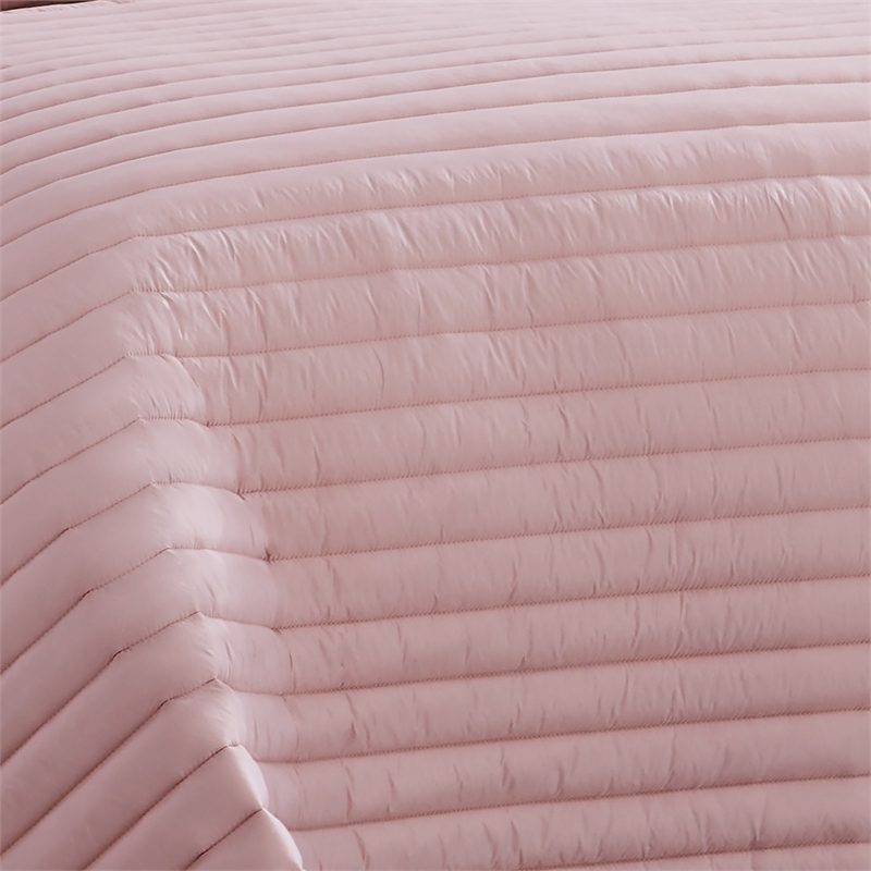 Pemberly Row 3 Piece Queen Comforter Set Channel Quilt in Rose Pink