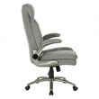 Pemberly Row Gray Fabric Big and Tall Chair Padded Flip Arms Titanium Base
