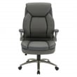 Pemberly Row Gray Leather Big and Tall Chair Padded Flip Arms Titanium Base