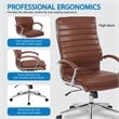 Pemberly Row High Back Manager Chair in Saddle Brown Faux Leather
