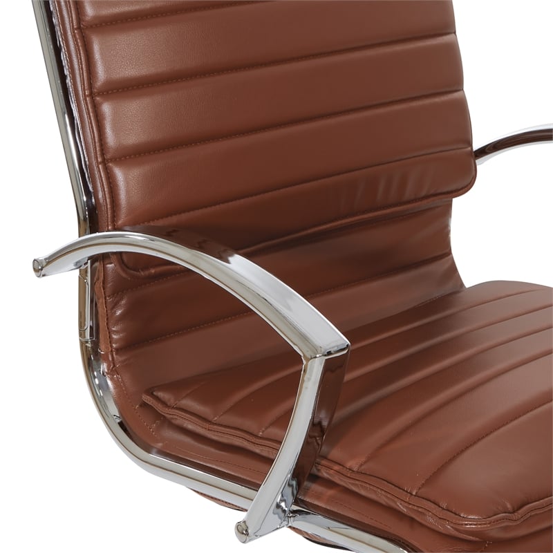 Pemberly Row High Back Manager Chair in Saddle Brown Faux Leather