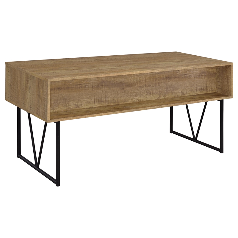 Pemberly Row 63 Inch 4 Drawer Engineered Wood Writing Desk in Brown