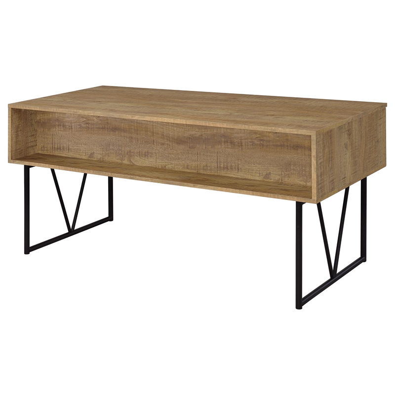 Pemberly Row 63 Inch 4 Drawer Engineered Wood Writing Desk in Brown