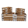 Pemberly Row Set of 4 Galvanized and Brown Nesting Crate Set
