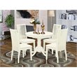 Pemberly Row 5-Pc Wood Dining Table Set with Pedestal Base in Linen White