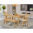 Pemberly Row 5-Piece Wood Dining Set with Chairs and Benches in Oak