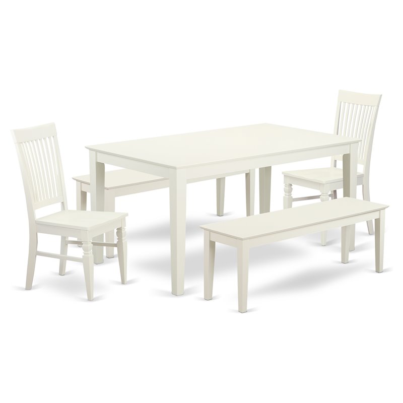 Pemberly Row 5-Piece Traditional Wood Dining Set in Linen White