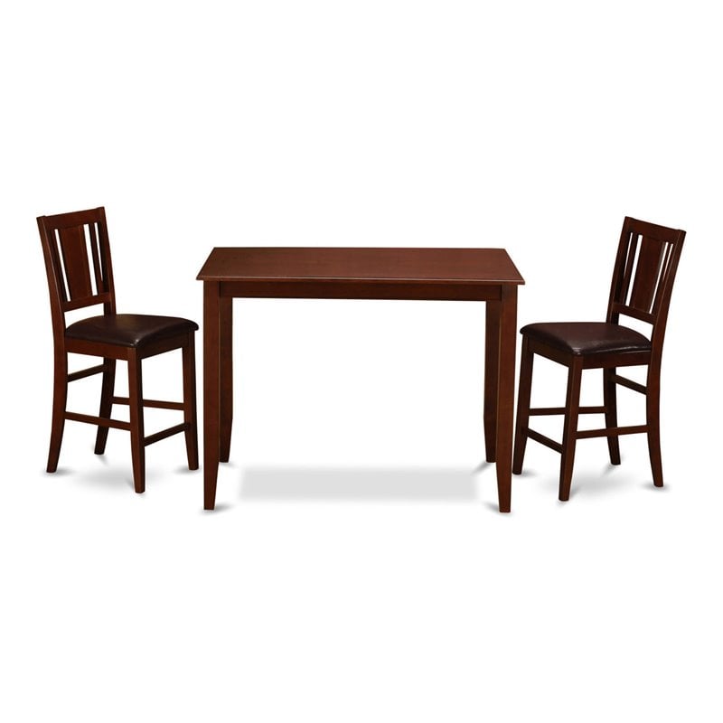 Pemberly Row 3-Piece Counter Height Pub Table Set in Mahogany Wood