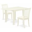 Pemberly Row 3-Piece Wood Dining Set with Microfiber Chairs in Linen White