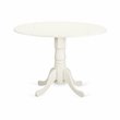 Pemberly Row 3-Piece Dining Set with Leather Seat in Linen White