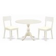 Pemberly Row 3-Piece Dining Set with Leather Seat in Linen White