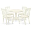 Pemberly Row 5-Piece Antique Dining Set with Linen Slatted Chairs in White
