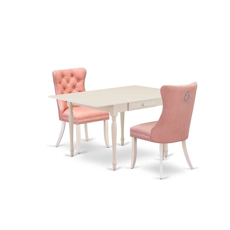 Pemberly Row 3-Piece Wooden Dinette Set with Drop Leaf Table