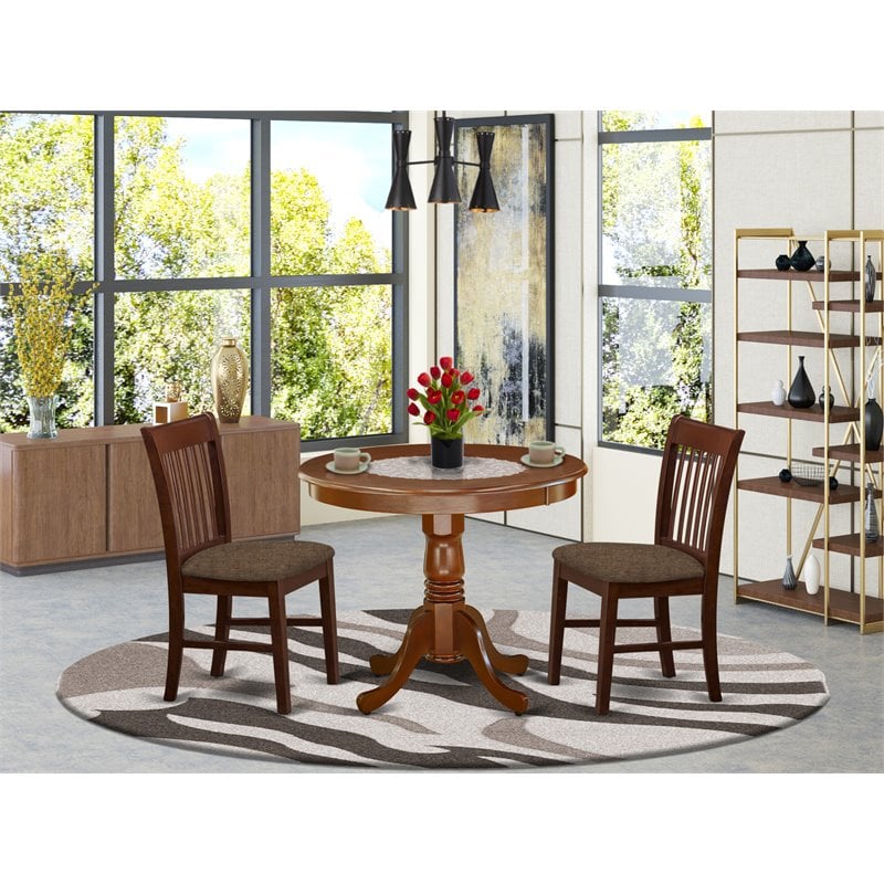 Pemberly Row 5-Piece Mid-Century Wood Dining Set in Mahogany Finish