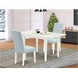Pemberly Row 3-Piece Dining Set with Parson Chairs in Linen White