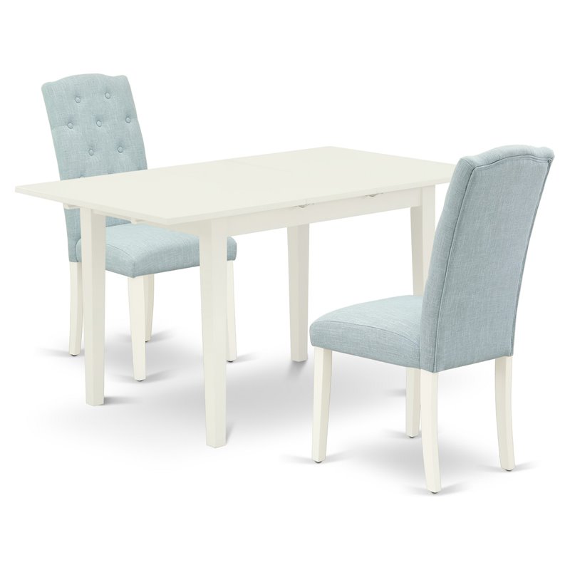 Pemberly Row 3-Piece Dining Set with Parson Chairs in Linen White