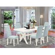 Pemberly Row 7-Piece X-Leg Dining Table Set with Baby Blue Finish