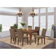 Pemberly Row 7-Piece Wood Dining Set with Parson Chairs in Mahogany/Coffee