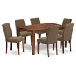 Pemberly Row 7-Piece Wood Dining Set with Parson Chairs in Mahogany/Coffee