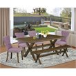 Pemberly Row 6-Piece X-Style Wood Dining Set in Distressed Jacobean Finish