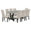 Pemberly Row 9-Piece Dining Set in Linen White with Shitake Upholstery