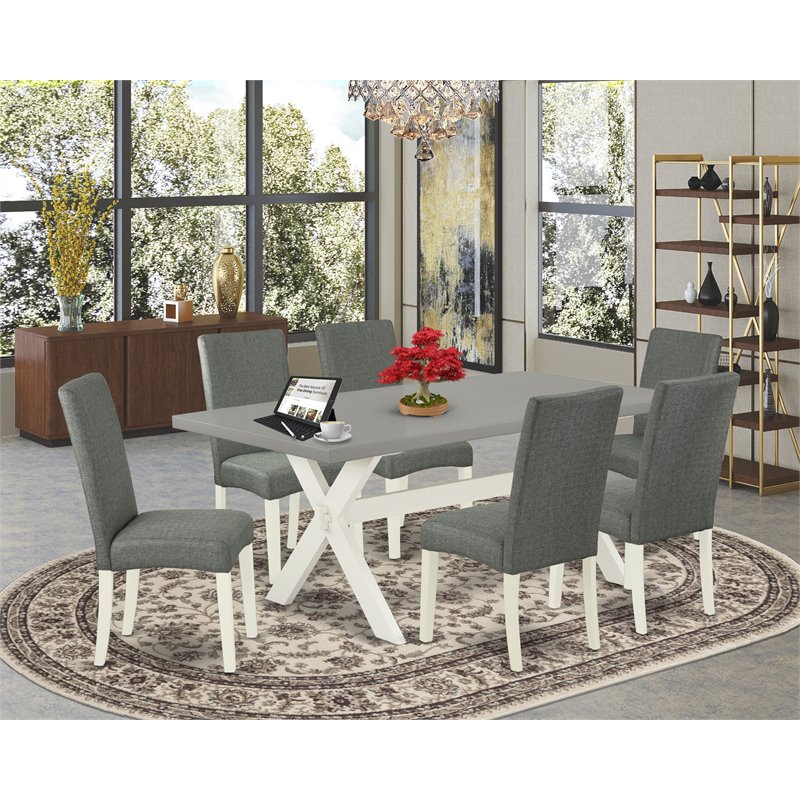 Pemberly Row 7-Piece Wood Dining Set with Upholstered Chairs in White