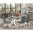 Pemberly Row 7-Piece Wood Dining Set with Upholstered Chairs in White