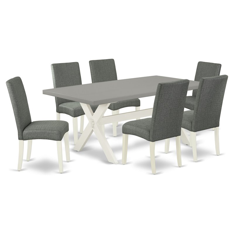 Pemberly Row 7-Piece Wood Dining Set with Upholstered Chairs in White