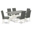 Pemberly Row 7-Piece Wood Dining Set with Upholstered Chairs in White