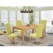 Pemberly Row 5-Piece Wooden Dining Set with Oak Finish Upholstery