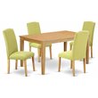 Pemberly Row 5-Piece Wooden Dining Set with Oak Finish Upholstery