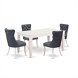 Pemberly Row 5-Piece Dining Table Set in Linen White and Gray Faux Leather