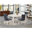 Pemberly Row 5-Piece Dining Table Set in Linen White and Gray Faux Leather