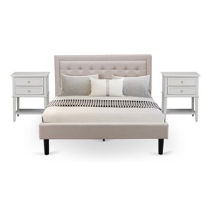 Pemberly Row 3-Piece Wingback Queen Bedroom Set in Mist Beige Fabric