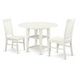 Pemberly Row 3-Piece Rubberwood Dining Set in Linen White with Drop Leafs