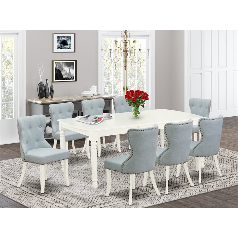 Pemberly Row 9-Piece Dining Table Set with Butterfly Top in Linen White