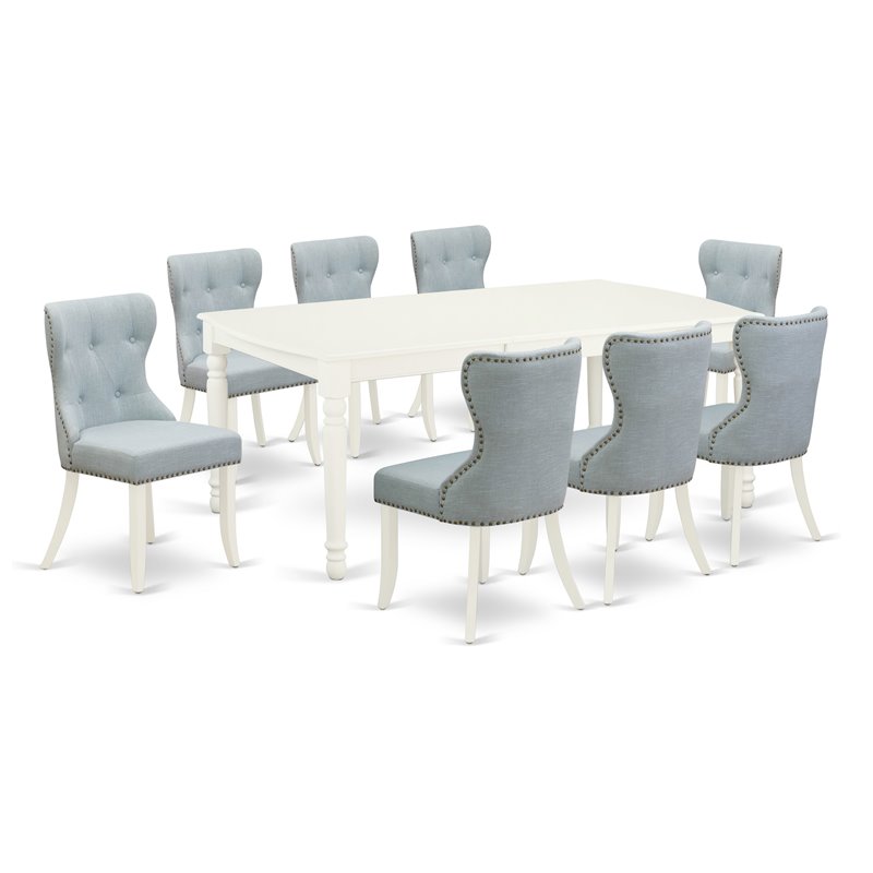 Pemberly Row 9-Piece Dining Table Set with Butterfly Top in Linen White