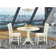 Pemberly Row 3-Piece Wood Dining Set with Drop Leaf in Linen White