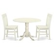 Pemberly Row 3-Piece Wood Dining Set with Drop Leaf in Linen White