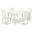 Pemberly Row 5-Piece Wood Dining Set with X Back Chairs in Linen White
