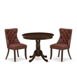Pemberly Row 3-Piece Dining Set with Antique Walnut Finish and Burgundy