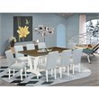 Pemberly Row 9-Piece Wood Dining Set in Linen White/Jacobean Finish