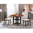 Pemberly Row 3-Piece Round Dining Set with Drop Leaves in Black and Cherry