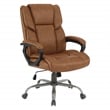 Pemberly Row Mid Back Faux Leather Executive Chair in Saddle Brown