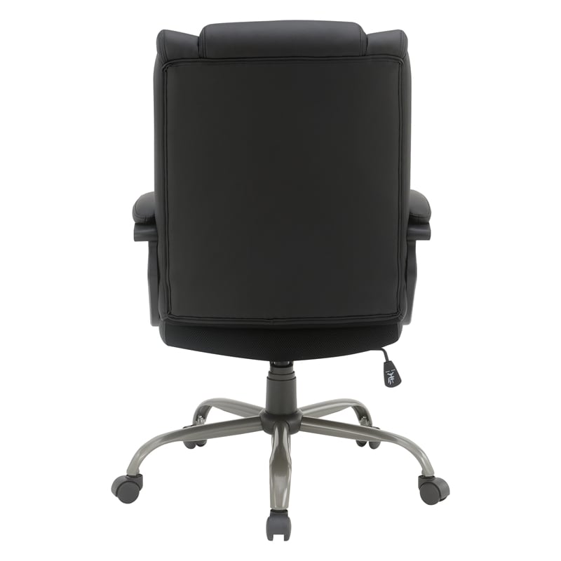 Pemberly Row Mid Back Padded Faux Leather Executive Chair in Black