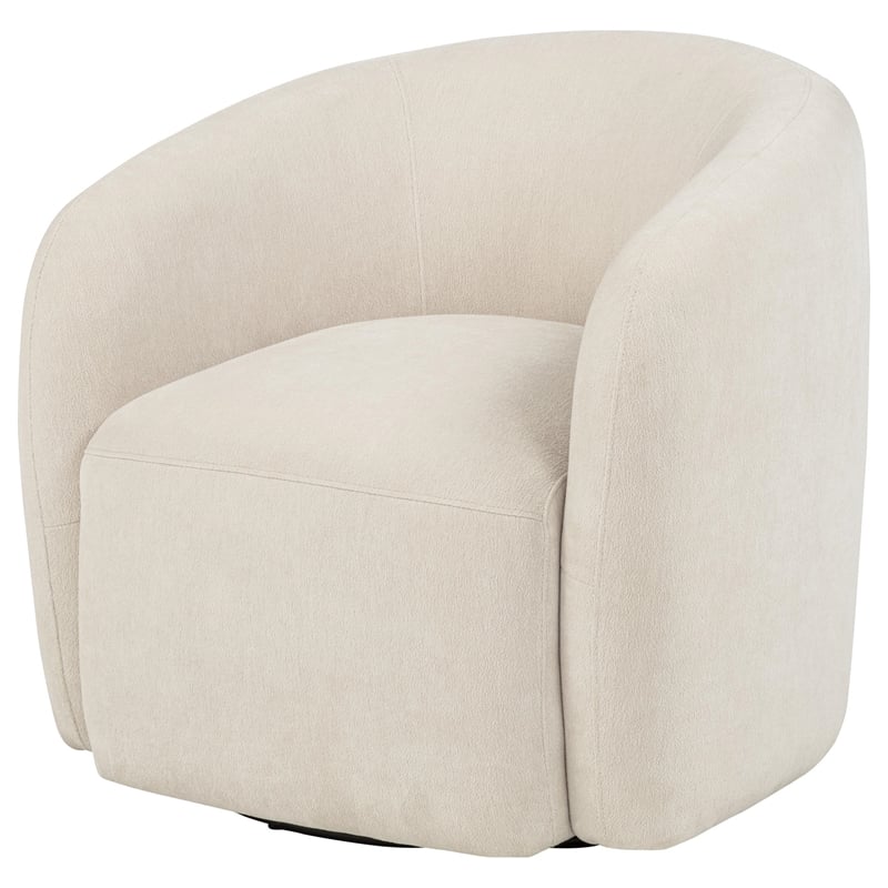 Pemberly Row Faux Sherpa Chenille Swivel Accent Chair in Beige