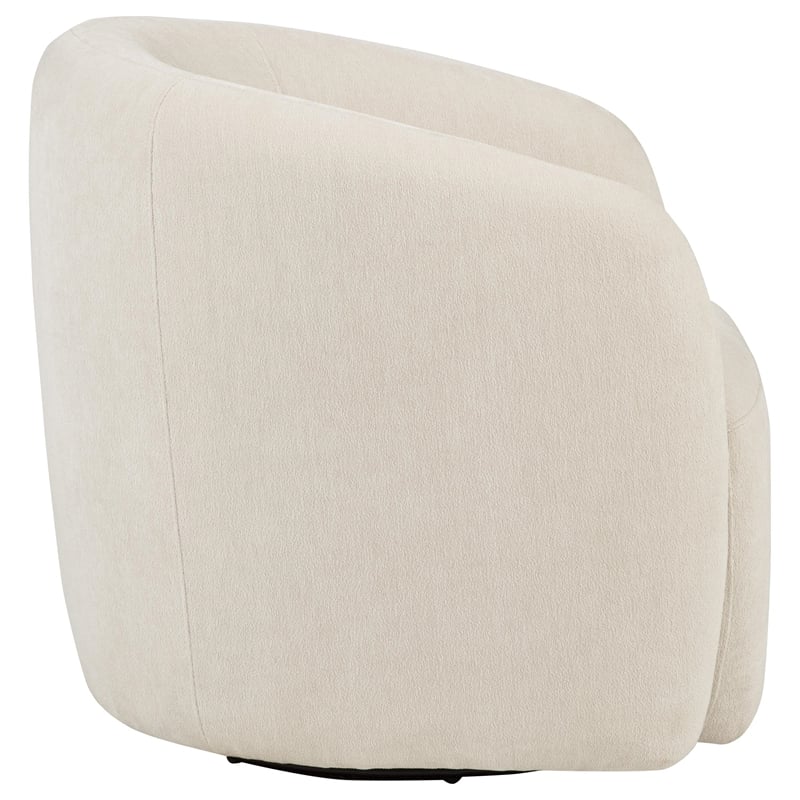 Pemberly Row Faux Sherpa Chenille Swivel Accent Chair in Beige