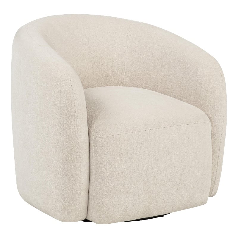 Pemberly Row Faux Sherpa Chenille Swivel Accent Chair in Beige
