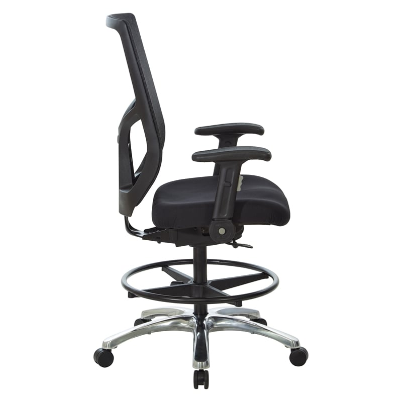 Pemberly Row Mesh Back Office Chair with Flip Arms in Coal Black Fabric