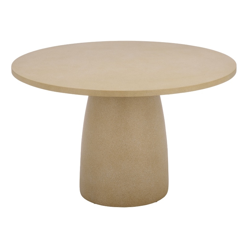 Pemberly Row Contemporary Round Polystone Dining Table in Beige